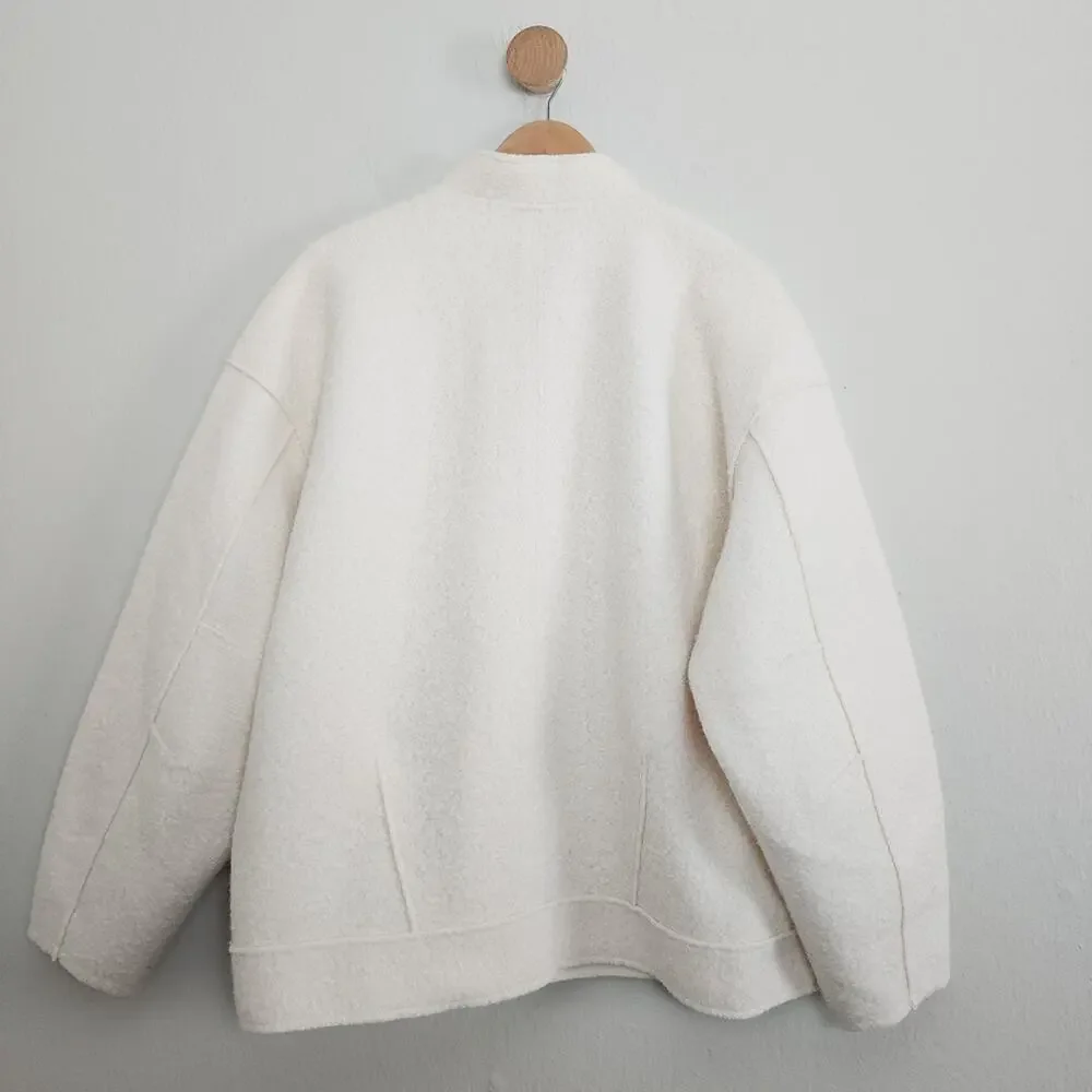 Free People NWT Ivory Willow Brooch Embellished Bomber Jacket Medium